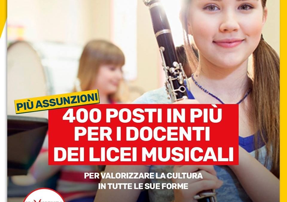 400 posti in più nei licei musicali