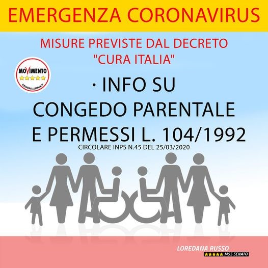 Circolare INPS N.45 del 25.03.2020: Info su congedo parentale e permessi ex L. 104/1992