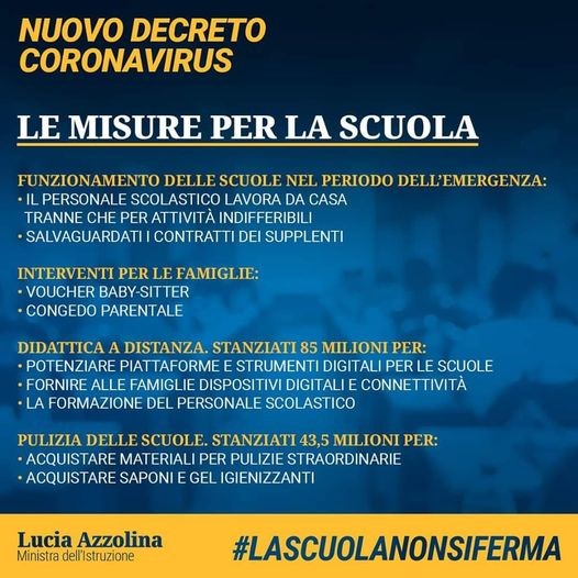 Decreto Coronavirus: misure per la Scuola