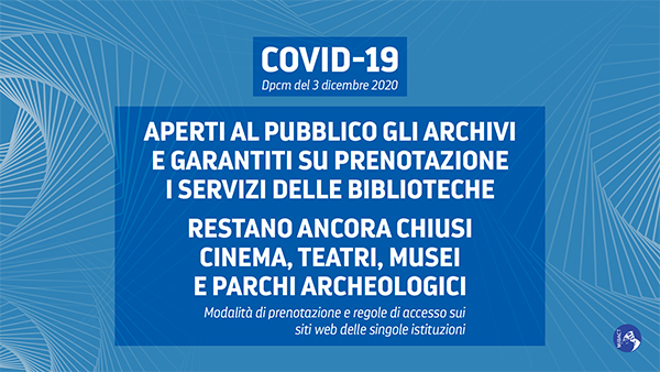 Dpcm: Mibact, riaprono archivi e biblioteche servizi su prenotazione