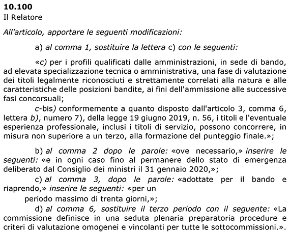 Presentato emendamento per la riforma dei concorsi sulla via del merito